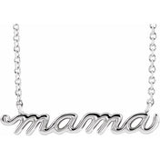 Platinum Petite Mama Script 18" Necklace