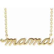 14K Petite Mommy, Mama and Mom Script Necklace with 18" Chain in Elegant Design