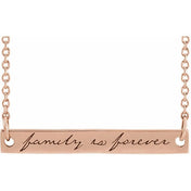 14K Family is Forever Bar Necklace