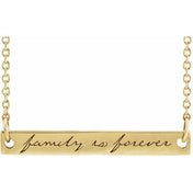 14K Family is Forever Bar Necklace