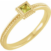 14K Yellow Natural Peridot Family Stackable Ring