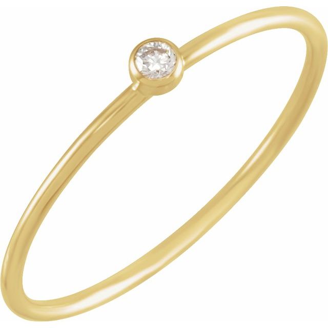 14K Yellow Gold .03 CT Natural Diamond Stackable Ring Size 9