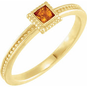 14K Yellow Natural Citrine Family Stackable Ring