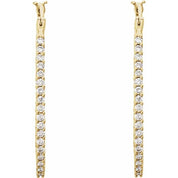 14K Yellow 1 CTW Natural Diamond Inside-Outside Hoop Earrings