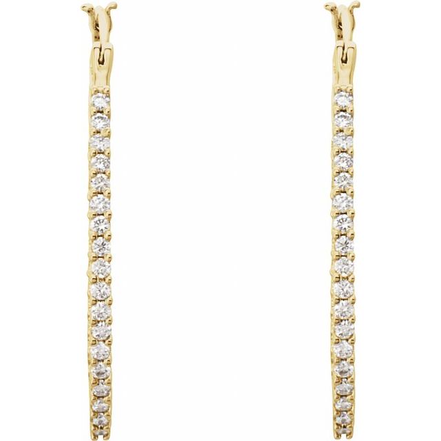 14K Yellow 1 CTW Natural Diamond Inside-Outside Hoop Earrings