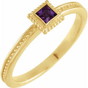 14K Yellow Natural Amethyst Family Stackable Ring