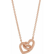 14K Interlocking Heart 18" Necklace in Rose, Yellow, and White Gold