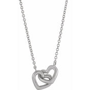 14K Interlocking Heart 18" Necklace in Rose, Yellow, and White Gold