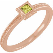 14K Rose Natural Peridot Family Stackable Ring