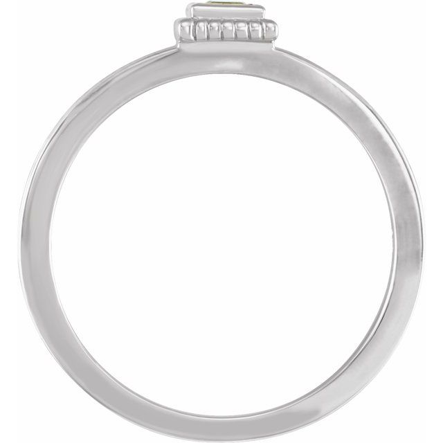 14K White Natural Peridot Family Stackable Ring