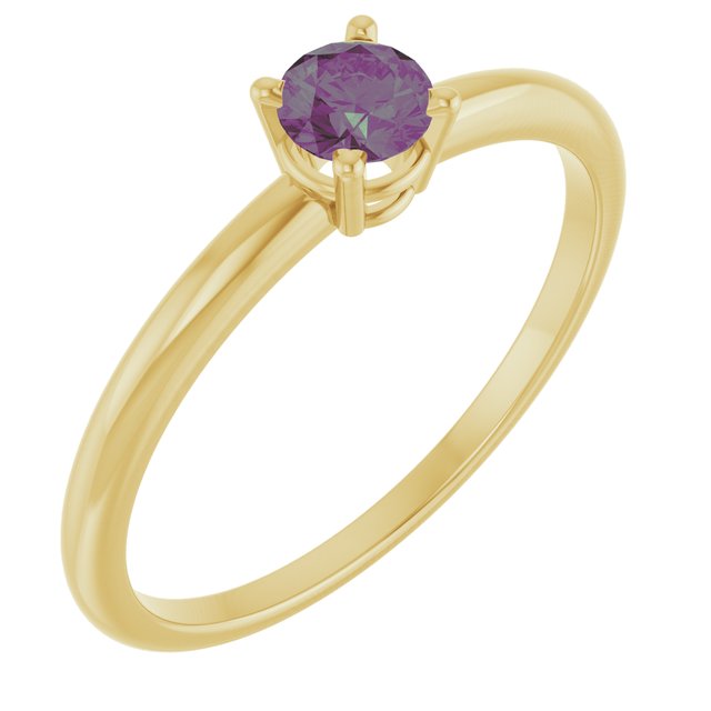 14K Yellow Lab-Grown Alexandrite Ring