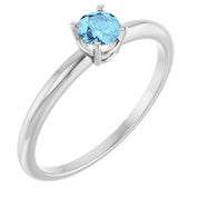 14K White Natural Aquamarine Ring