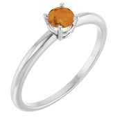 14K White Natural Citrine Ring