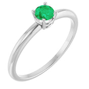 14K White Lab-Grown Emerald Ring