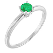 14K White Lab-Grown Emerald Ring