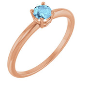 14K Rose Natural Aquamarine Ring