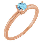 14K Rose Natural Aquamarine Ring