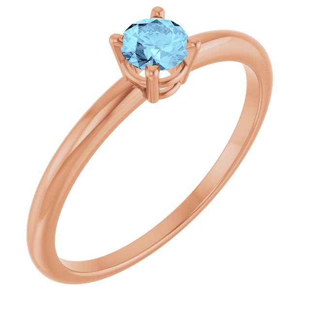 14K Rose Natural Aquamarine Ring