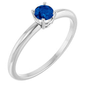 Sterling Silver Lab-Grown Blue Sapphire Ring