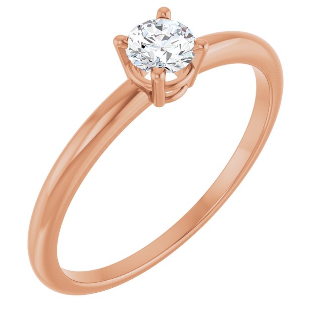 14K Rose Natural White Sapphire Ring