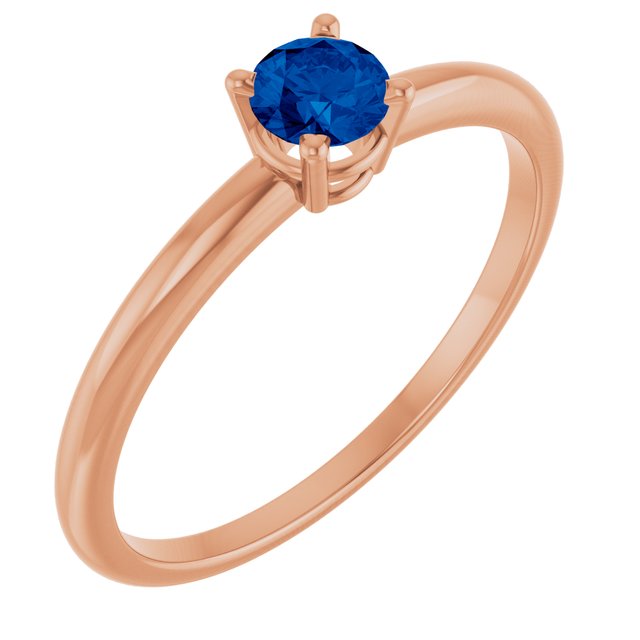 14K Rose Natural Blue Sapphire Ring