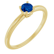 14K Yellow Lab-Grown Blue Sapphire Ring
