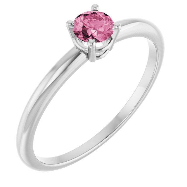 14K White Natural Pink Tourmaline Ring