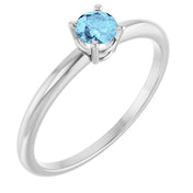 Sterling Silver Natural Aquamarine Ring