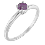 14K White Lab-Grown Alexandrite Ring