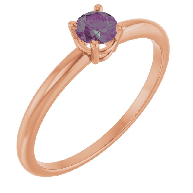 14K Rose Lab-Grown Alexandrite Ring