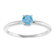 14K White Natural Swiss Blue Topaz Ring