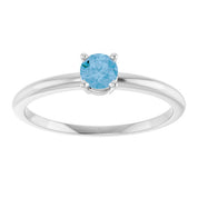 14K White Natural Swiss Blue Topaz Ring