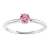14K White Natural Pink Tourmaline Ring
