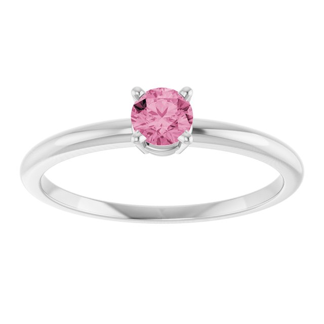 14K White Natural Pink Tourmaline Ring
