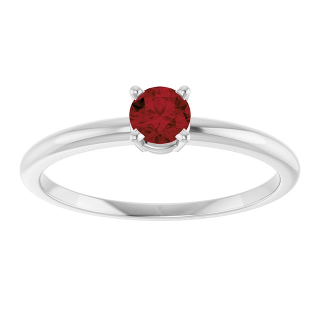 14K White Natural Mozambique Garnet Ring