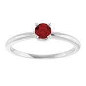 14K White Natural Mozambique Garnet Ring