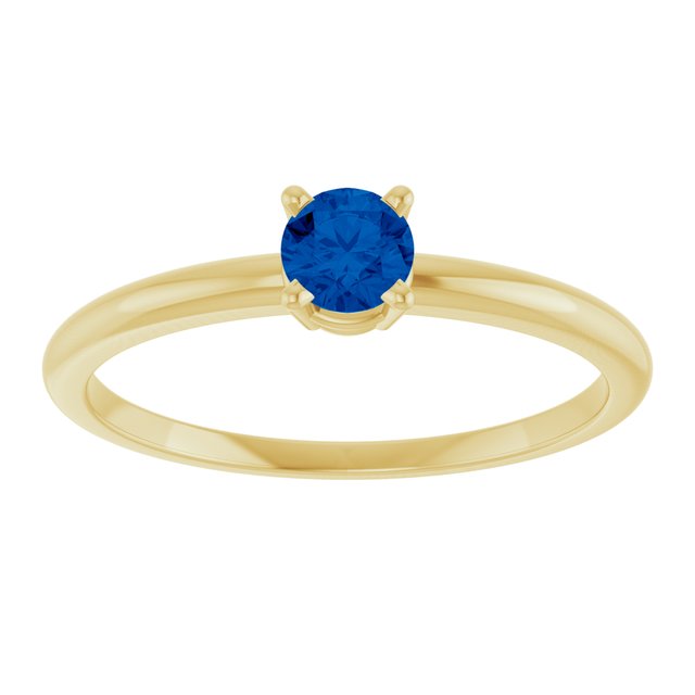 14K Yellow Lab-Grown Blue Sapphire Ring
