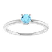 14K White Natural Aquamarine Ring