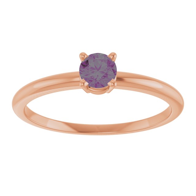 14K Rose Lab-Grown Alexandrite Ring