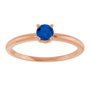 14K Rose Lab-Grown Blue Sapphire Ring