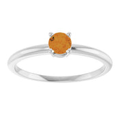 14K White Natural Citrine Ring