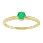 14K Yellow Lab-Grown Emerald Ring