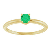 14K Yellow Lab-Grown Emerald Ring