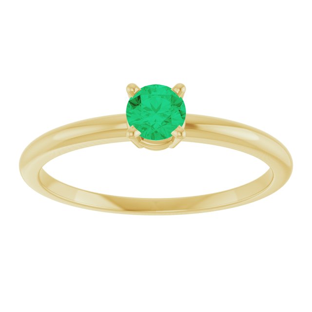 14K Yellow Lab-Grown Emerald Ring