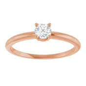 14K Rose Natural White Sapphire Ring