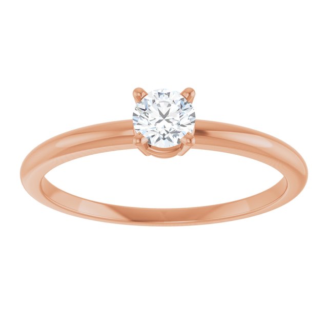 14K Rose Natural White Sapphire Ring