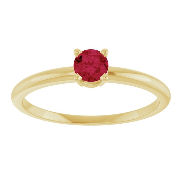 14K Yellow Imitation Ruby Ring