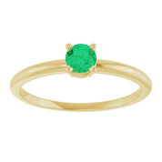 14K Yellow Lab-Grown Emerald Ring