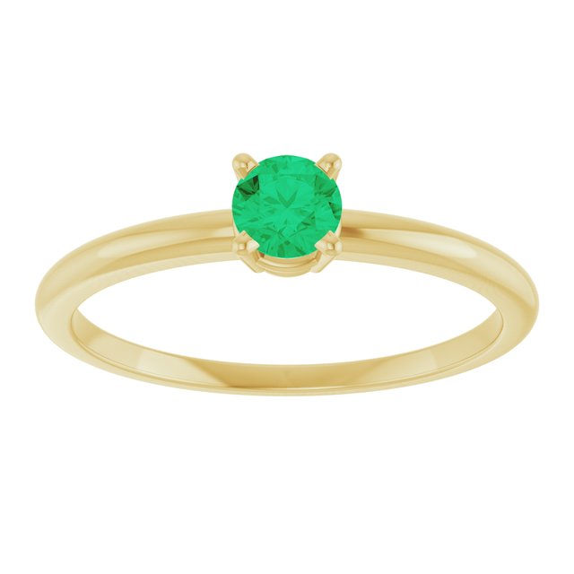 14K Yellow Lab-Grown Emerald Ring