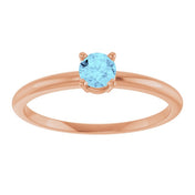 14K Rose Natural Aquamarine Ring